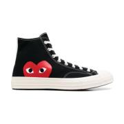 Canvas Sneakers met Heart Print Comme des Garçons , Black , Dames