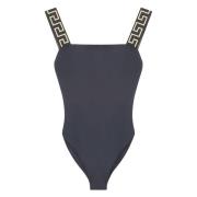 Badpak met Elastische Bandjes Versace , Black , Dames