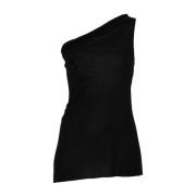 Zwarte Asymmetrische Mouwloze Top Rick Owens , Black , Dames