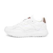 Elegante Leren Sneaker Woden , White , Dames