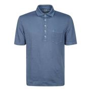 Blauw Linnen Polo Shirt met Zak Massimo Alba , Blue , Heren