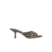 Canvas muilezelsandalen in taupe ruit Burberry , Gray , Dames