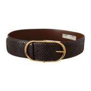 Luxe Python Leren Riem met Gouden Gesp Dolce & Gabbana , Brown , Dames