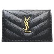 Pre-owned Leather wallets Yves Saint Laurent Vintage , Black , Dames