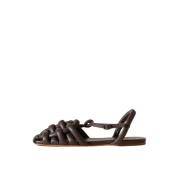 Premium Leren Sandalen Hereu , Brown , Dames