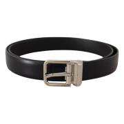 Elegante zwarte leren riem met metalen gesp Dolce & Gabbana , Black , ...