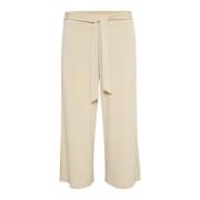 Cropped Loose Fit Broek Veergrijs Kaffe , Beige , Dames