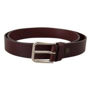 Luxe Leren Riem met Metalen Gesp Dolce & Gabbana , Brown , Heren