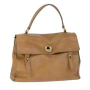 Pre-owned Leather handbags Saint Laurent Vintage , Beige , Dames