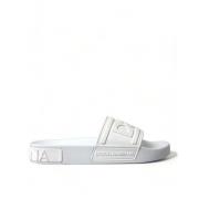 Elegante witte logo-slippers Dolce & Gabbana , White , Dames