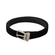 Luxe Zwart Fluweel Riem met Logogesp Dolce & Gabbana , Black , Heren