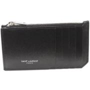 Pre-owned Leather wallets Yves Saint Laurent Vintage , Black , Dames