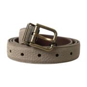 Elegante Beige Leren Riem met Metalen Gesp Dolce & Gabbana , Beige , H...