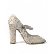 Elegante Kant Blokhak Sandalen Dolce & Gabbana , Beige , Dames