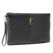 Pre-owned Leather clutches Yves Saint Laurent Vintage , Black , Dames