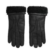 Elegante Zwarte Leren Winterhandschoenen Dolce & Gabbana , Black , Her...