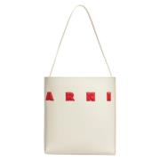 Kleine witte leren museo hobo tas met patches Marni , Beige , Dames