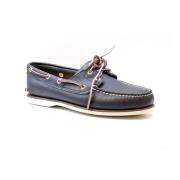 Blauwe Leren Nautische Schoenen met Wit Stiksel Timberland , Blue , He...