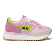 Roze Verhoogde Sneakers met Big Stargirl Sponge Logo Sun68 , Multicolo...