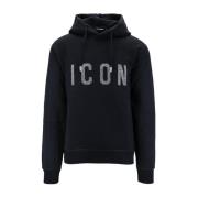 Heren hoodie met Icon-print Dsquared2 , Black , Heren