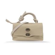 Leren Schoudertas met Afneembare Band Zanellato , Beige , Dames