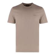 Geribbelde kraag katoenen ronde hals T-shirt Ermenegildo Zegna , Beige...