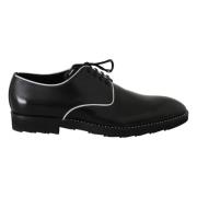 Elegante Zwarte Leren Derby Schoenen Dolce & Gabbana , Black , Heren