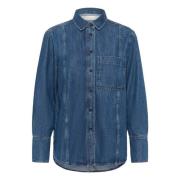 Klassieke Denim Shirt met Stoere Details InWear , Blue , Dames