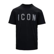 Iconisch Katoenen T-shirt voor Heren Dsquared2 , Black , Heren