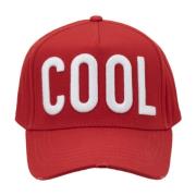 Cool Lettering Baseball Cap Fibbia Dsquared2 , Red , Unisex