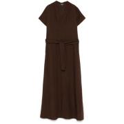 Chocoladebruine V-hals Jurk met Riem A.p.c. , Brown , Dames