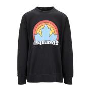 Grafische Logo Sweater met Geribbelde Kraag Dsquared2 , Black , Heren