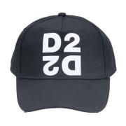 Contrast Logo Baseball Cap Distressed Klep Dsquared2 , Black , Unisex