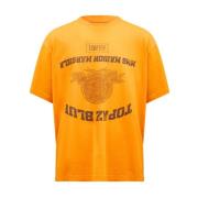 Oranje Topaz Blue Jersey Katoenen T-shirt MM6 Maison Margiela , Orange...