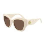 Iconische Seizoenszonnebril Gg0808S 002 Gucci , White , Dames