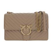 Chevron Quilted Love Birds Schoudertas Pinko , Beige , Dames