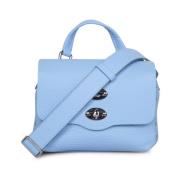 Blauwe leren tas met verstelbare band Zanellato , Blue , Dames