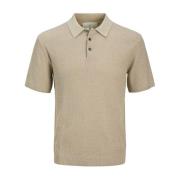 Cooper Gebreide Polo in Greige Jack & Jones , Beige , Heren