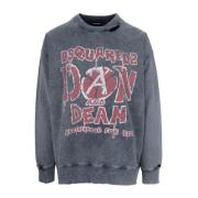 Heren Pullover Sweatshirt met Ribbed Trim Dsquared2 , Gray , Heren