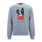 Heren Grafische Sweater met Ronde Hals Dsquared2 , Gray , Heren