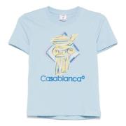 Blauw Bedrukte Crewneck T-shirts en Polos Casablanca , Blue , Dames