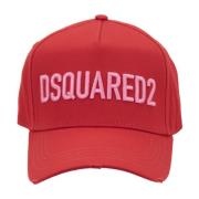 In reliëf Logo Baseball Cap Fibbia Dsquared2 , Red , Unisex