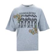 Grijze Oversized Bloemen T-shirt Dsquared2 , Gray , Dames