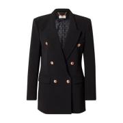 Double-Breasted Stretch Crepe Blazer Elisabetta Franchi , Black , Dame...