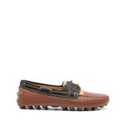 Bruin Leren Platte Schoenen Vetersluiting Tod's , Brown , Heren