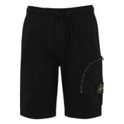 Zwarte katoenen shorts met geribbelde taille Stone Island , Black , He...