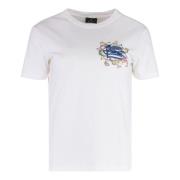 Geribbelde crew-neck T-shirt in katoen Etro , White , Dames