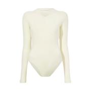 Geborsteld Rib Bodysuit Proenza Schouler , Beige , Dames