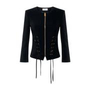 Double-Breasted Stretch Crepe Jacket Elisabetta Franchi , Black , Dame...