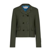 Donkergroene Wollen Jas Damesmode Marni , Green , Dames